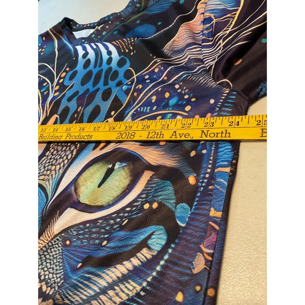 Unbranded Cosmic Cat Face All Over Print Shirt Blue XXL Psychedelic Graphic Tee - Picture 9 of 9